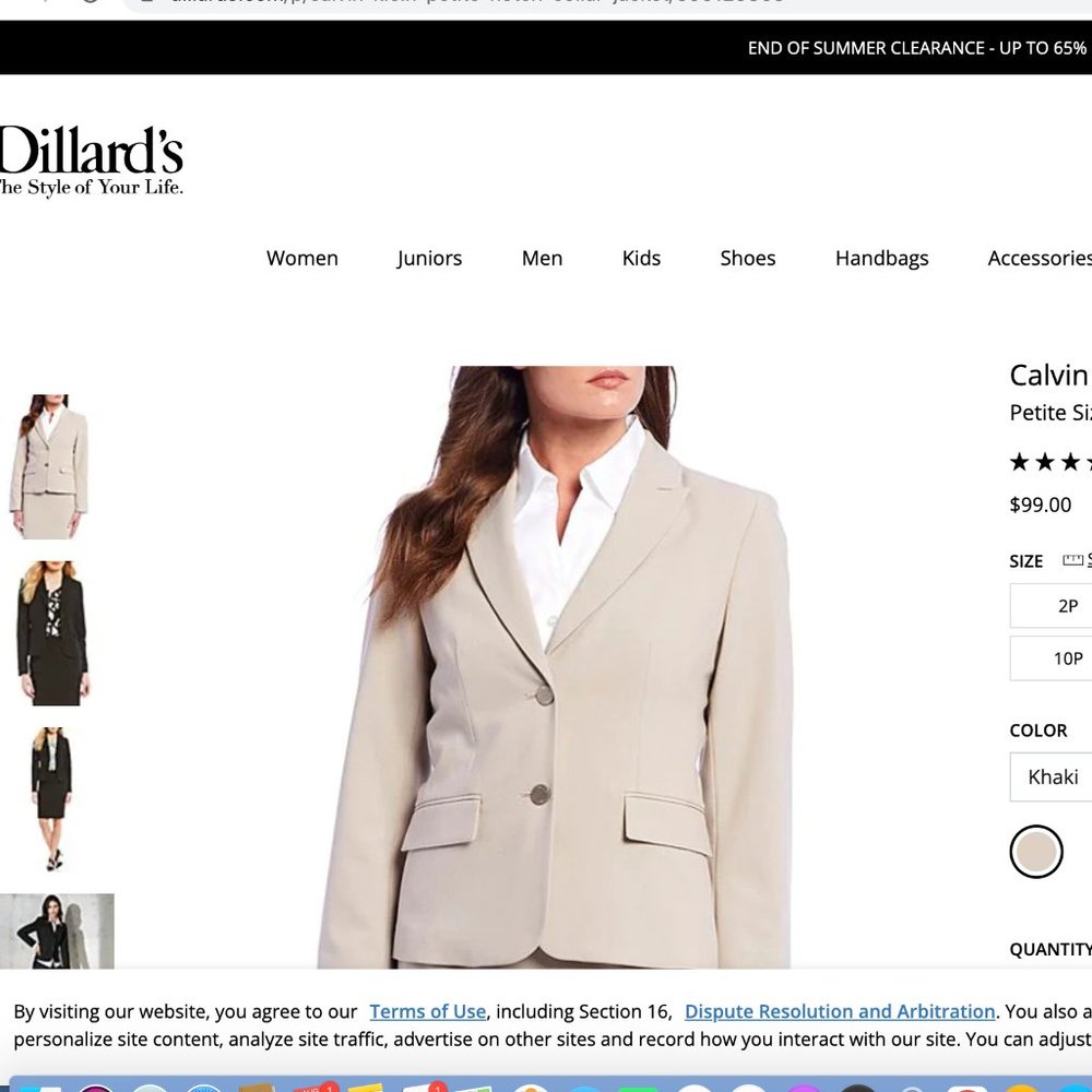 Calvin Klein Tan Petite Notch Collar Long Sleeve Blazer With Gold Buttons $99.00 - Picture 2 of 10